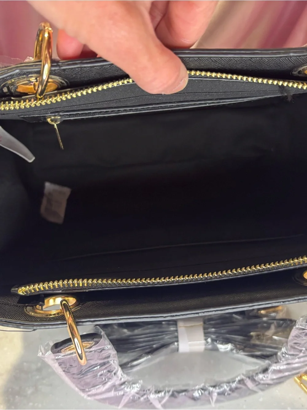 Trina Turk Black Structured Top-Handle with crossbody strap